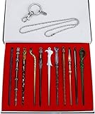 HASAKA Zauberstäbe für HP Creative Cosplay mit Metallkern, magische Zauberstäbe mit Schlüsselanhänger, Halskette für Kinder