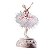 Gelentea Aosbset Ballerina Spieluhr Tanzendes Mädchen Schwanensee Karussell mit Feder Geburtstagsgeschenk Taufe Geschenkidee für Mädchen (Pink)