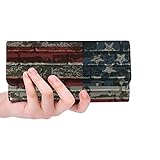 JOCHUAN Einzigartige benutzerdefinierte amerikanische gestreifte flagge auf ziegelsteinmauer frauen trifold brieftasche lange geldbörse kreditkarteninhaber fall handtasche