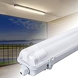 LARS360 LED Feuchtigkeitsbeständiges Licht, 150cm IP65 Wasserdichter Diffusionslichtstreifen, T8 LED Leuchtstoffröhre (Neutralweiß, 2x24W)