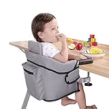 Tischsitz Baby Hochstuhl Portable Faltbar Kindersitz Sitzerhöhung für Esstisch mit Rückenlehne(Grau)