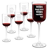 Maverton Glamour Collection - Weinglas mit Gravur - 6er Weingläser Set - 270 ml - personalisiert - Rotweingläser Weißweingläser - Geburtstagsgeschenk für Männer - Frage