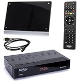 netshop 25 Set: Xoro HRT 8730 KIT DVB-T2 Receiver (6 Monate FREENET TV) + aktive DVBT-2 Antenne + HDMI Kabel, HDTV, PVR Ready, USB Mediaplayer, schwarz