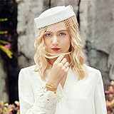 Lmtossey Fascinator Hüte Französische Baskenmütze Schleier Hüte Mesh Damen Fedora Party Hochzeit