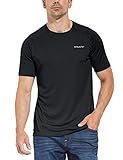 BALEAF UV Schutz Shirt Rashguard Herren Kurzarm UPF 50+ T-Shirt Laufshirt Schwimmshirt Funktionsshirt Atmungsaktiv Schnelltrocknend Sonnenschutz für Outdoor Schwimmen Angeln Radfahren Schwarz XL