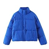 RKaixuni Damen Cropped Leichte Puffer Jacken Winter Warm Daunenmäntel Stehkragen Casual Active Oberbekleidung (US-Größe), blau, XS
