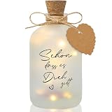 Ulikey LED Flaschenlicht mit Spruch - Schön, dass es Dich gibt, Beleuchtete Flasche, Dekoflaschen mit Korken, Leuchtflasche Personalisiert Geschenk für Geburtstag Hochzeit Weihnachten (Gefrostet)