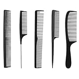 Profi Styling Kämme 5er Set, Black Carbon Fiber HaarschneidekammAntistatischer Kamm Friseurkamm für Frauen Männer Friseursalon
