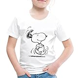 Spreadshirt Peanuts Snoopy Freut Sich Lustig Happy Witzig Glücklich Kinder Premium T-Shirt, 110-116, Weiß