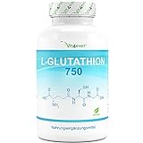 L-Glutathion mit 750 mg je Kapsel - Premium: Reduziertes & bioaktives Glutathion aus Fermentation - 60 Kapseln - Hochdosiert - Vegan - Laborgeprüft