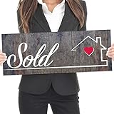 Pahdecor Custom Sold Sign Real Estate Sold Key Prop, Personalise Real Estate Signs Key, Realtor Supplies, Sold Sign for New Homeowners (Black)