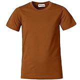 dressforfun 901032 Kinder T-Shirt, Basic Shirt mit Rundhalsausschnitt, Baumwolle - Diverse Farben und Größen - (Braun | 140 | Nr. 304378)