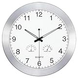 14 Zoll Thermometer Hygrometer Silent Clock Outdoor-Uhren für den Garten Wandmontierter Aluminiumrahmen Außenuhr Indoor Outdoor-Dekorationsuhr