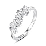 Musihy Verlobungsringe, Ringe Silber Trapezförmiger Zirkon Silberring Silber Ringgröße 57 (18.1)