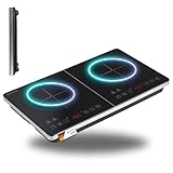 Sommertal Induktionskochfeld 2 platten 3500W Tragbar Super Slim Design bis 240 °C mit 4h Timer mit Touch-Bedienung