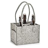 Zeller Filztasche für 6 Flaschen, Farbe grau