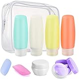 Sepper 8 Stück Silikon ReiseFlaschen Set mit Kulturbeutel, Auslaufsicher Reisebehälter für Duschgel, Lotion, Toilettenartikel, FDA zugelassene nachfüllbare Flüssigkeitsbehälter