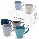 MiaMio – 6 x 400 ml – Kaffeetassen Set / Becher– Moderne Keramik Tasse Matt – Kaffeetasse groß – Palmanova Kollektion (Ocean Blau)