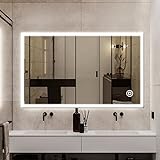 YOLEO Badspiegel mit Beleuchtung, Wandspiegel 100x60 cm, LED-Spiegel mit Touchschalter und Beschlaghemmungsfunktion, Kaltweiß 6400K