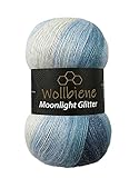 Moonlight Glitter Batik Simli 100g Strickwolle Wolle zum Stricken und Häkeln 20% Wolle Metallic-Wolle türkische Wolle Farbverlaufswolle Glitzerwolle (5500 blau weiß)