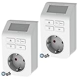 GAO EMT709 Zeitschaltuhr digital mit 16 Programmen, Doppelpack, 3680W, elektronische Wochenzeitschaltuhr TÜV/GS-Zeichen, Countdown-Timer, Zufallsschaltung, Berührung