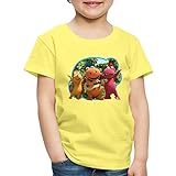 Spreadshirt Der Kleine Drache Kokosnuss Macht Musik Kinder Premium T-Shirt, 122-128, Gelb