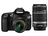 Canon EOS 60D SLR-Digitalkamera (18 MP, 7,7cm (3 Zoll) Live-View, Full-HD Movie, bildstabilisiert, Kit inkl. EF-S 18-55mm IS II und EF-S 55-250mm IS II Objektiv) schwarz