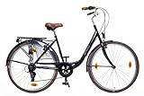 Amigo Style - Cityräder für Damen - Damenfahrrad 28 Zoll - Geeignet ab 170-175 cm - Shimano 6 Gang-Schaltung - Citybike mit Handbremse, Beleuchtung und fahrradständer - Schwarz
