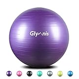 Glymnis Gymnastikball Sitzball 55cm 65cm 75cm Dicker Pilates Ball inkl. Luftpumpe Anti-Burst Yoga Ball Robuster 300kg Maximalbelastbarkeit für Core Fitness Hause Büro …