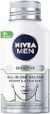 NIVEA MEN Sensitive All-In-One Balsam Gesicht & 3-Tage Bart (125 ml), beruhigende Gesichtspflege, Feuchtigkeitscreme mit Kamille & Mandelöl