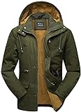 WSXA Softshelljacke Winter-Fleece-Jacken for Männer, die warm gefüttert, verdicken Windjacke-Mäntel mit Abnehmbarer Haubenoberbekleidung Verdickt Softshelljacke (Color : Green, Größe : XX-Large)