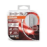 OSRAM XENARC NIGHT BREAKER LASER D2S Next Generation, +200 % mehr Helligkeit, HID Xenon-Scheinwerferlampe, 66240XNN-HCB, Duo Box (2 Lampen)