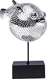 Kare 37369 Design Dekofigur Blowfish, silbernes Accessoire in Form eines Kugelfisches, auffällige und niedliche Dekoration Figur in Chrom, (H/B/T) 29 x 24 x 16 cm, Silber