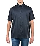 Armani Exchange AX Herren Tencel Short Sleeve Button Up Shirt Klassisches Hemd, Dunkles Marineblau, XX-Large