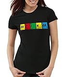 CottonCloud Sheldon Formel Periodensystem Damen T-Shirt Chemie, Farbe:Schwarz, Größe:M
