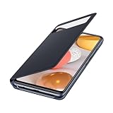 Samsung S View Wallet Smartphone Cover EF-EA426P für Galaxy A42 5G, Handy-Hülle, stoßfest, Schutz Case, integriertes Sichtfenster, mit Kreditkarteneinschub, Schw
