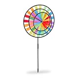 Relaxdays Windrad, Gartenstecker im Regenbogen Design, Kinder, für Balkon oder Terrasse, HBT: 73,5 x 35,5 x 15 cm, b