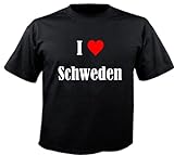 T-Shirt I Love Schweden Größe S Farbe Schwarz Druck Weiss