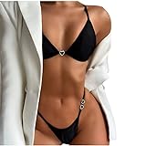 Damen Bikini Set Push Up Bademode mit Ring Bindung 2 Stücke Strandmode Sets Triangel Bikinioberteil und Hose Badeanzug Zweiteilige Swimwear