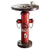 Pureday Beistelltisch Couchtisch Hydrant - rund - Vintage - Industrial - Shabby Chic - dekoratives Möbelstück für Wohnzimmer, Schlafzimmer und mehr - Metall, Holz - rot - ca. 79 cm hoch - 50 cm Ø