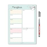Menüplaner in DIN A4 I Whiteboard Essensplaner für die ganze Woche I abwischbar I türkis I mit magnetischer Rückseite I dv_524