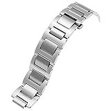 RVTYR Uhrband, Edelstahl Metallband mit Knopf Versteckte Schmetterling Schnalle Strap Armband Armband Austausch Armband Uhrenarmbänder (Color : 14.8mm, Size : Silver)