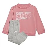 adidas Unisex Baby I LIN FT Jog Set, Top:Rose Tone/Clear pink Bottom:MEDIUM Grey Heather/Clear PINK, 3-4A