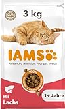 IAMS Katzenfutter trocken mit Lachs - Trockenfutter für Katzen im Alter von 1-6 Jahren, 3 kg