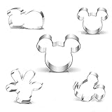 RUUKON Mickey Maus Ausstechformen-Set für Kinder, 5-teilig, Micky Maus Ohren, Kopf, Mickey Seite Gesicht, Palme und Schuhe, Edelstahl Cartoon Form