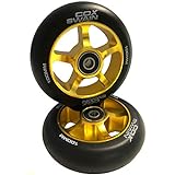 Cox Swain 2 STK. X-385 High End 100mm Stunt Scooter Rollen Alu Core - ABEC 11 Lager, Black/Gold