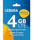 Lebara Prepaid SIM-Karte mit Hello! S Prepaid Tarif ohne Vertrag | Allnet Flat Telefonie & SMS, 4 GB Datenvolumen inkl. LTE und 50 Frei-Min. ins Ausland…