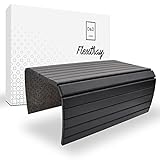 D&D Living Sofatablett - Couch Ablage flexibel für Armlehne aus natürlichem Holz | Tablett für Sofa, Bambus Schwarz (XL)