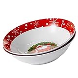 QUIAN Weihnachtsart 2-teilige Porzellankeramik 112 5ml Schüssel Set Große Salatschüssel Suppe Getreideschüssel Set for Geschenk