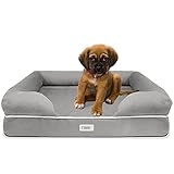 SCM Orthopädisches Hundebett Tierbett Memory Foam Hundesofa Dog Bed Premium Prestige Edition Hundekorb gelenkschonend grau, weich (63 x 50 cm)